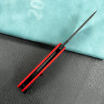 KUBEY knife KU291K Vagrant Liner Lock Folding Knife Red G10 Handle  3.1" Blackwashed  14C28N