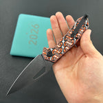 KUBEY Knife KU122 Coeus Linerlock Orange Nebula Micarta  14C28N Folding Knife