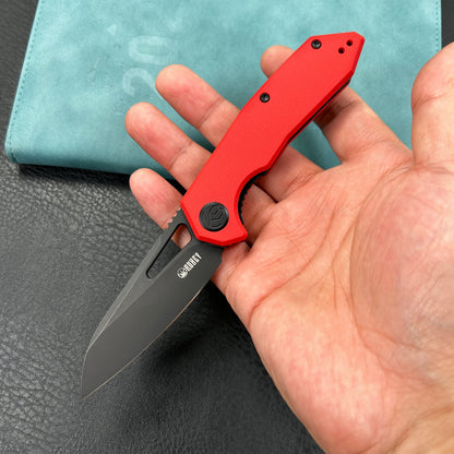 KUBEY KU291K Vagrant Liner Lock Folding Knife Red G10 Handle  3.1" Blackwashed  14C28N