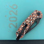 KUBEY Knife KU122 Coeus Linerlock Orange Nebula Micarta  14C28N Folding Knife