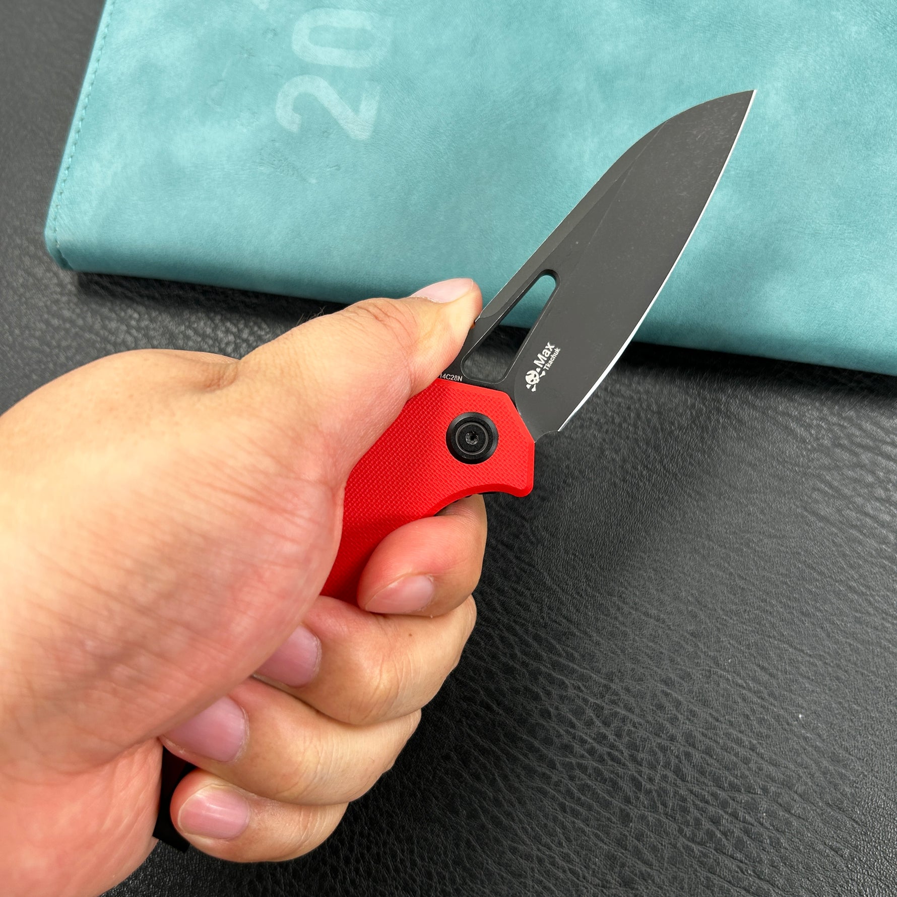 KUBEY knife KU291K Vagrant Liner Lock Folding Knife Red G10 Handle  3.1" Blackwashed  14C28N