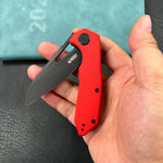 KUBEY knife KU291K Vagrant Liner Lock Folding Knife Red G10 Handle  3.1" Blackwashed  14C28N
