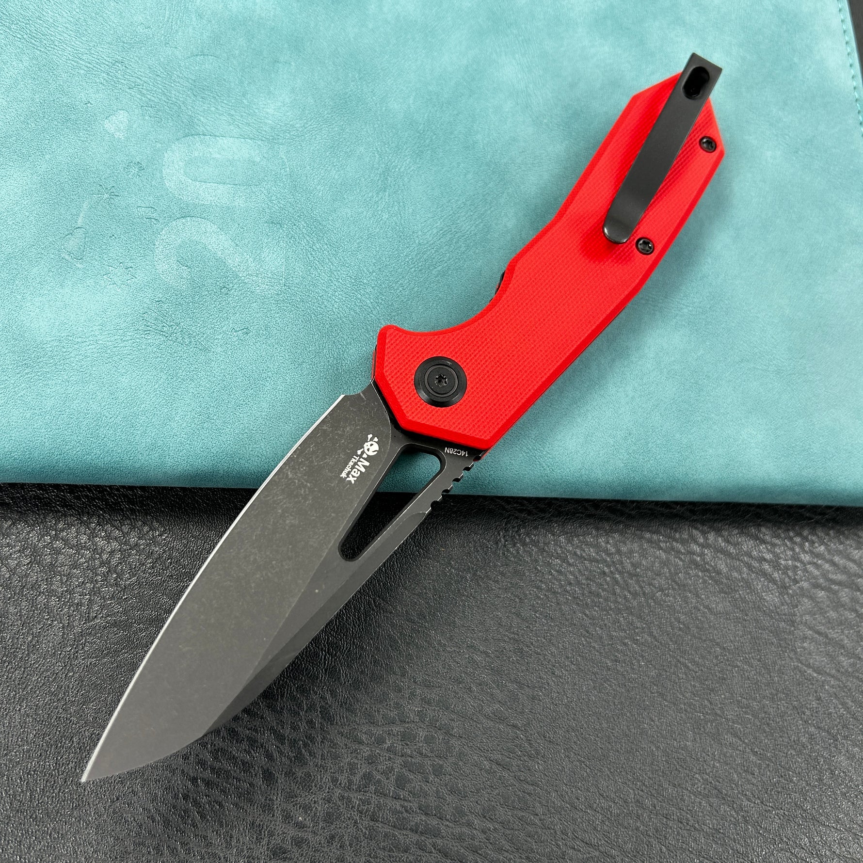 KUBEY knife KU291K Vagrant Liner Lock Folding Knife Red G10 Handle  3.1" Blackwashed  14C28N