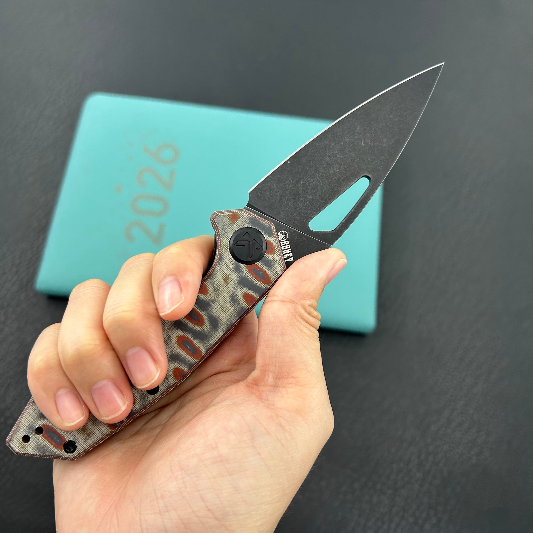 KUBEY Knife KU122 Coeus Linerlock Green Nebula Micarta  14C28N Folding Knife