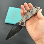 KUBEY Knife KU122 Coeus Linerlock Green Nebula Micarta  14C28N Folding Knife