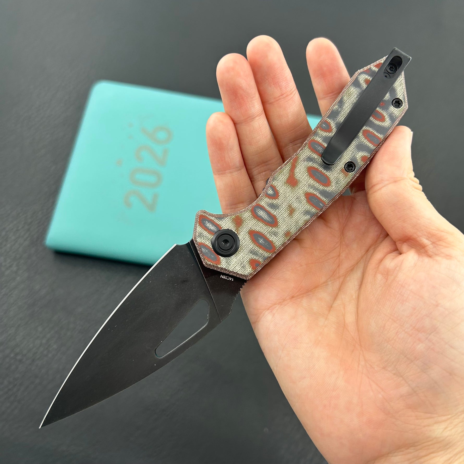 KUBEY Knife KU122 Coeus Linerlock Green Nebula Micarta  14C28N Folding Knife
