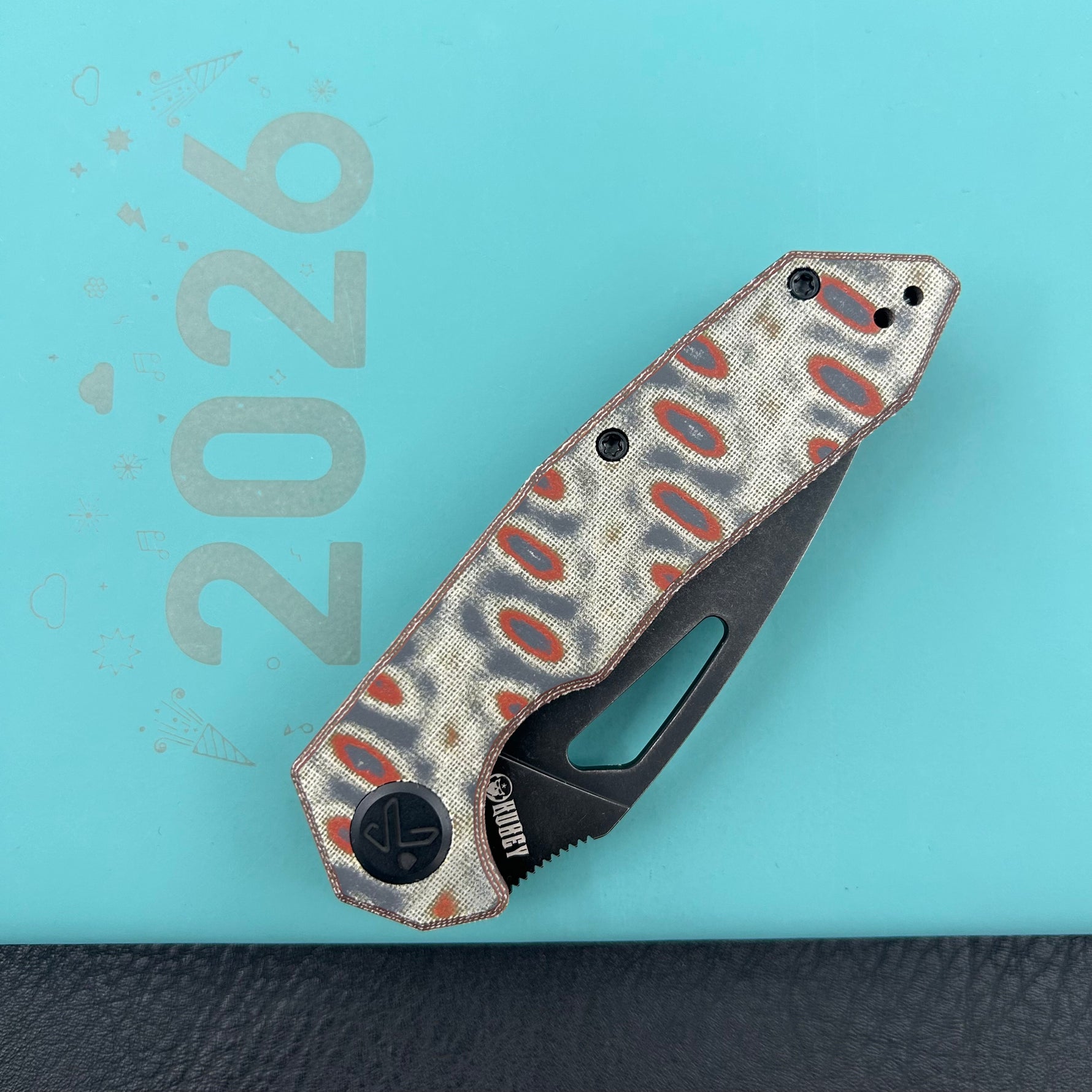 KUBEY Knife KU122 Coeus Linerlock Green Nebula Micarta  14C28N Folding Knife