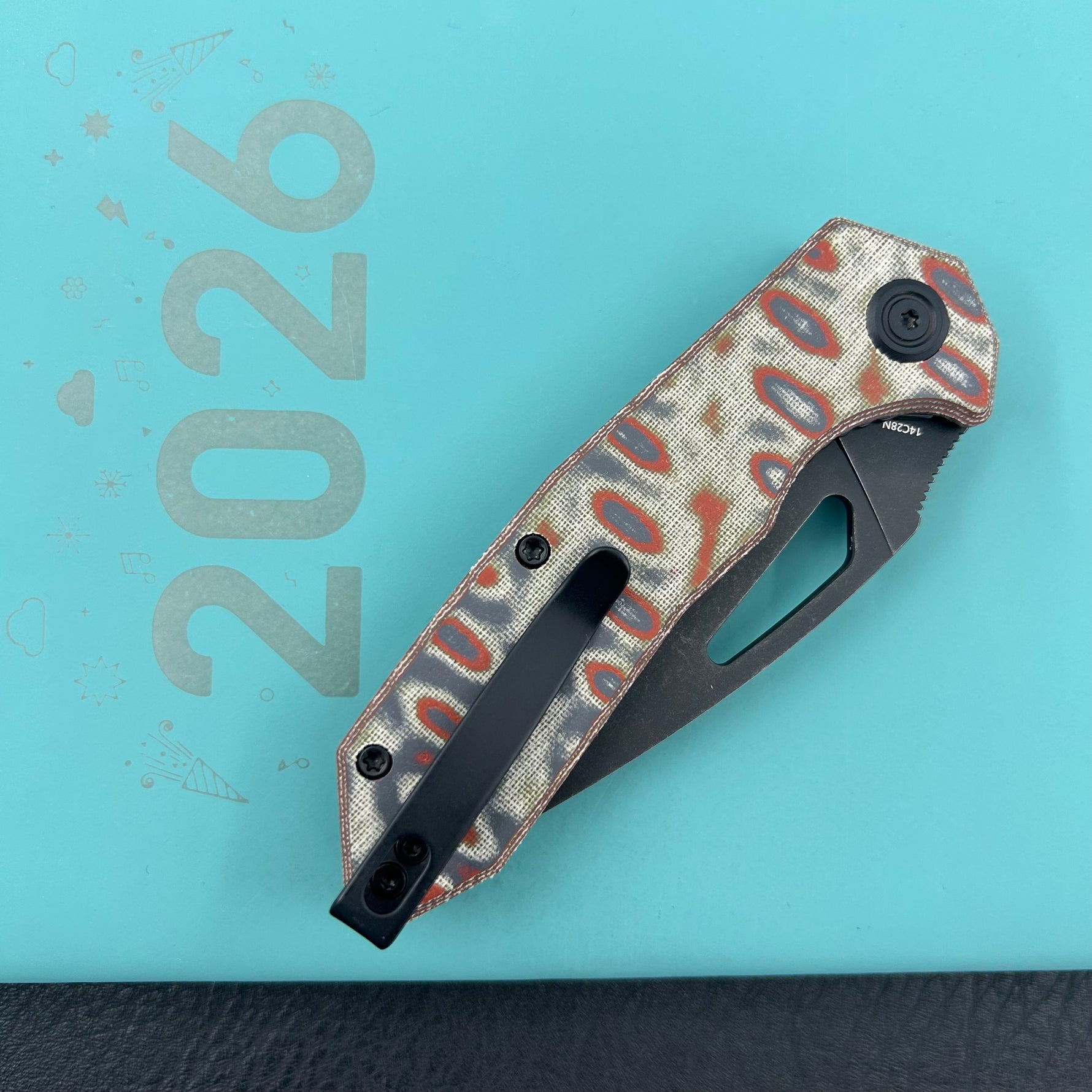 KUBEY Knife KU122 Coeus Linerlock Green Nebula Micarta  14C28N Folding Knife