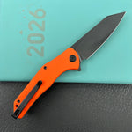 KUBEY Knife KU158V Flash Linerlock Black Orange 14C28N Folding Knife
