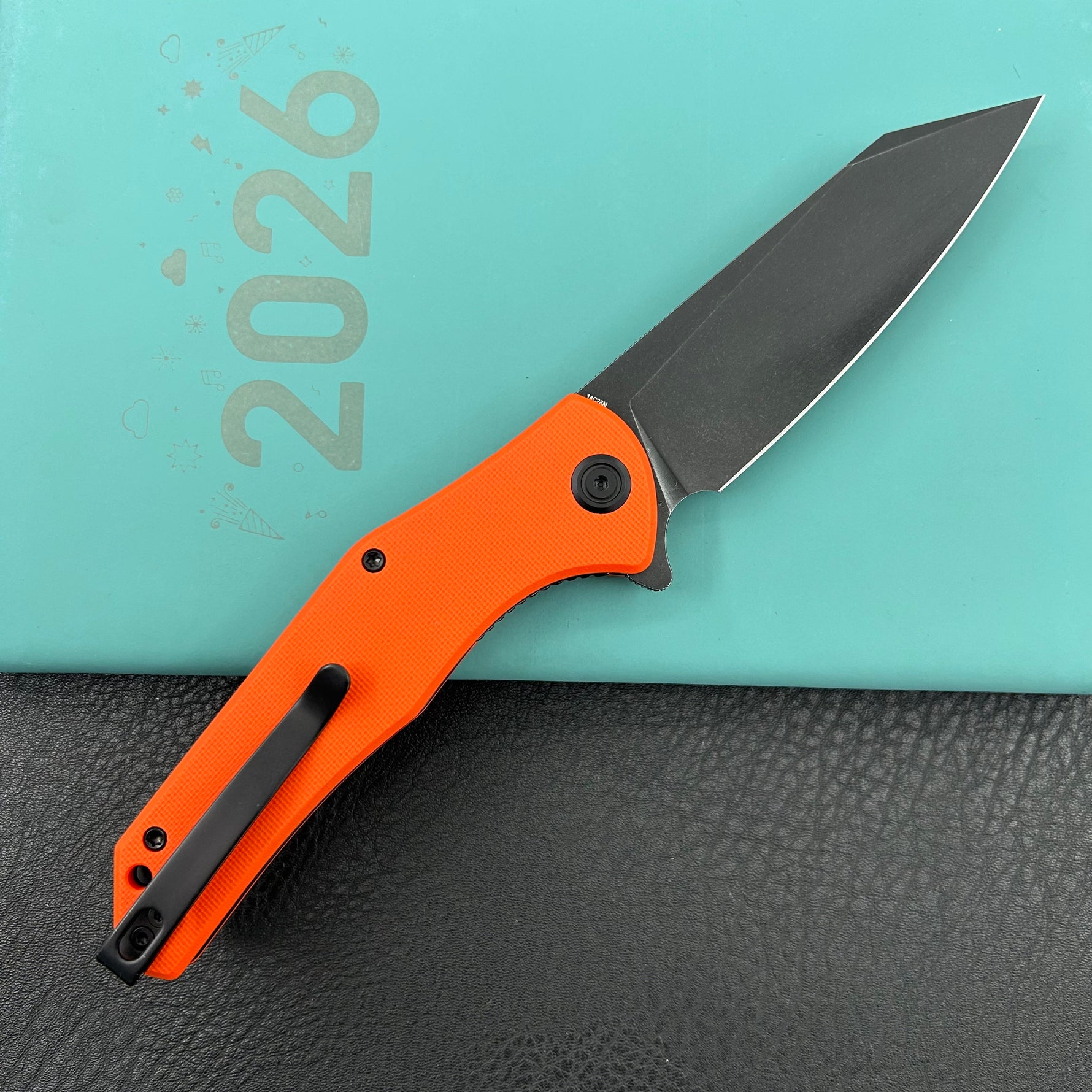 KUBEY Knife KU158V Flash Linerlock Black Orange 14C28N Folding Knife