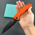 KUBEY Knife KU158V Flash Linerlock Black Orange 14C28N Folding Knife