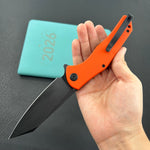 KUBEY Knife KU158V Flash Linerlock Black Orange 14C28N Folding Knife