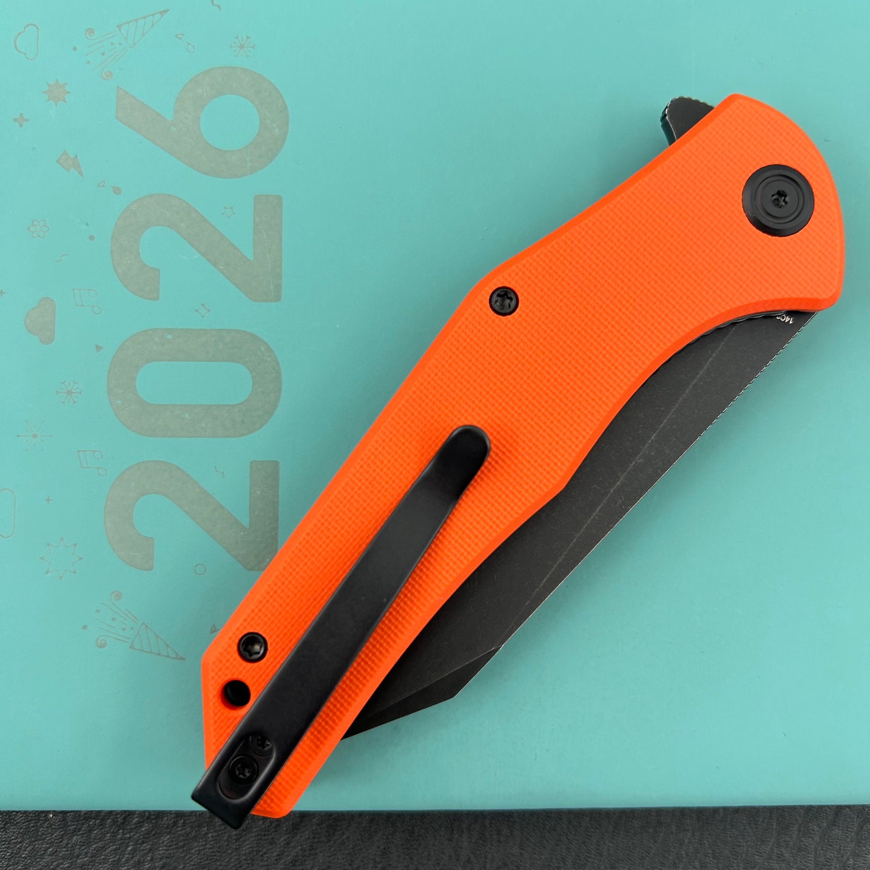KUBEY Knife KU158V Flash Linerlock Black Orange 14C28N Folding Knife