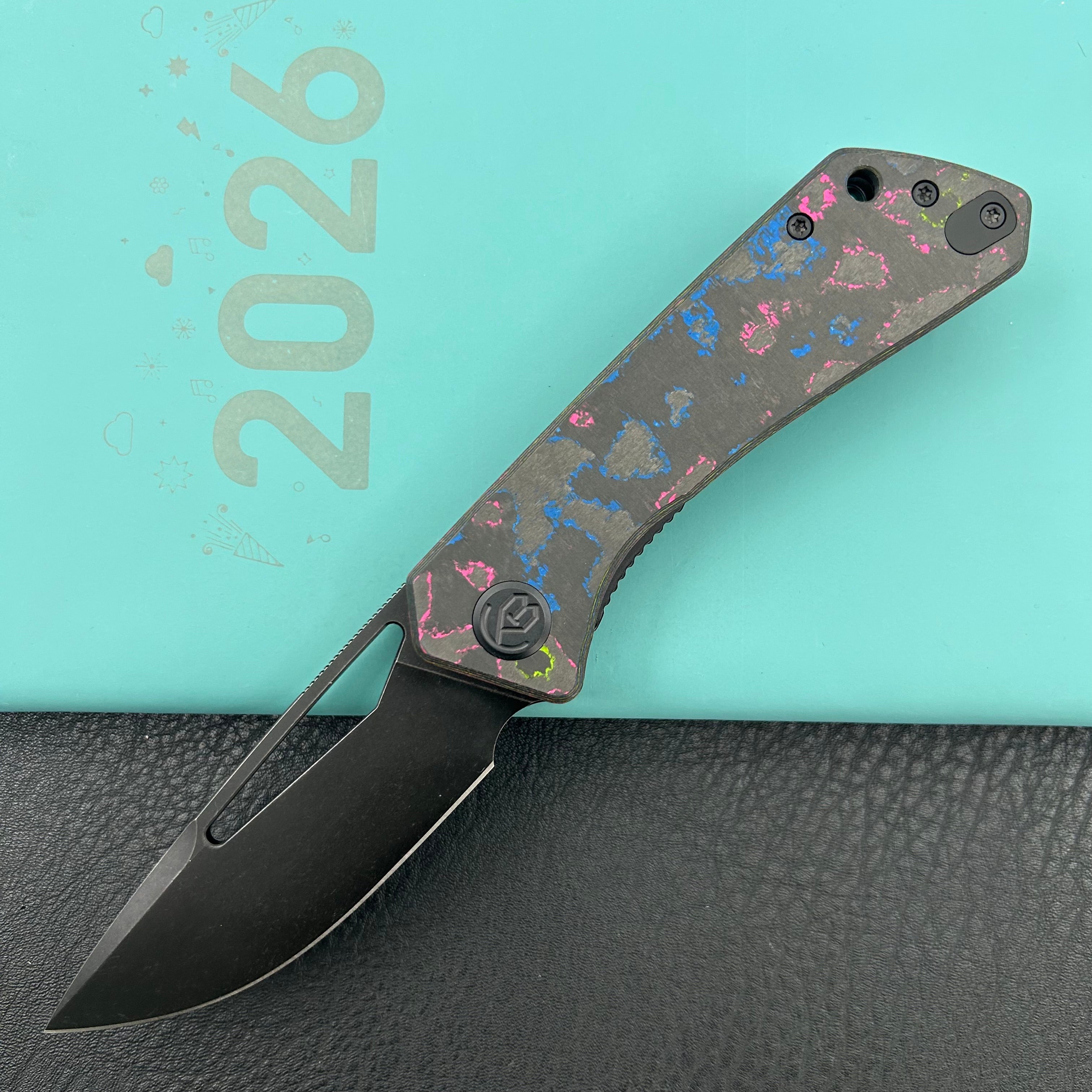KB KNIVES KB331A Thalia Pocket Folding Knife 80's Camo Carbon Handle 3.27'' Blackwash M390 Blade