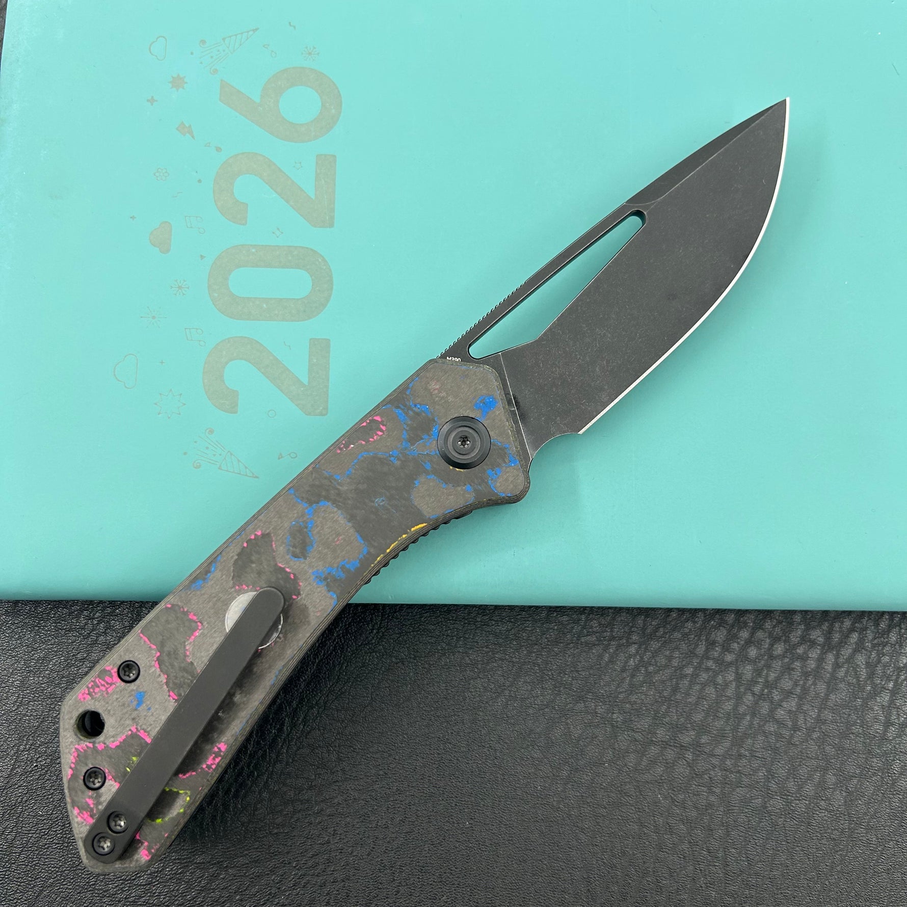 KB KNIVES KB331A Thalia Pocket Folding Knife 80's Camo Carbon Handle 3.27'' Blackwash M390 Blade