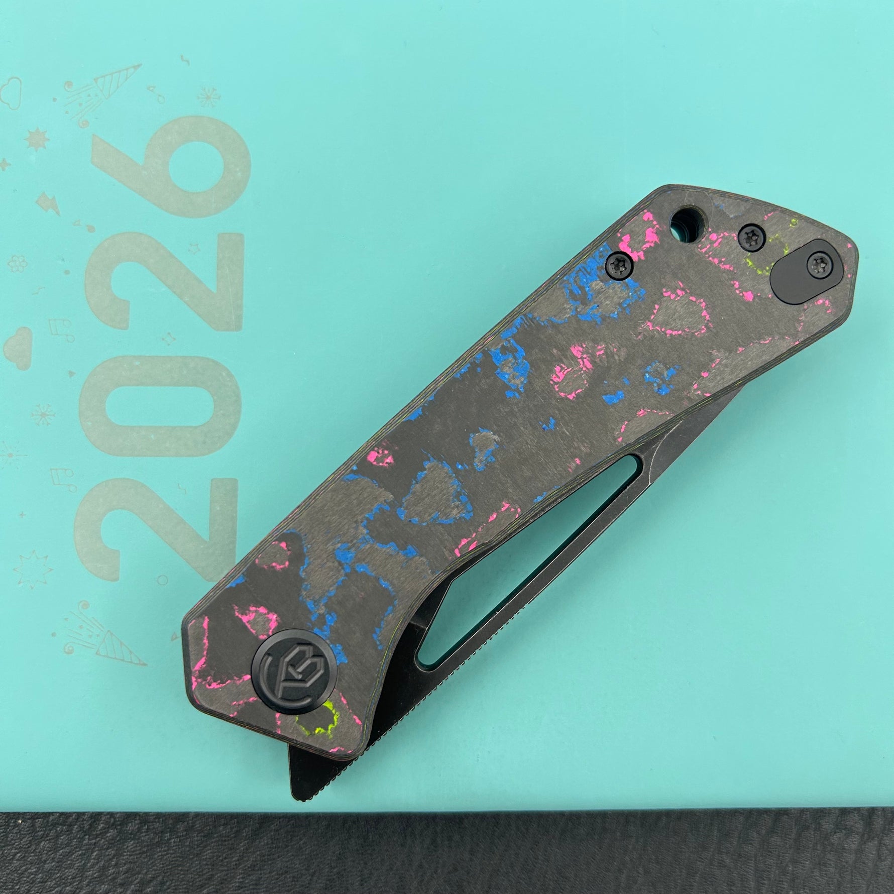 KB KNIVES KB331A Thalia Pocket Folding Knife 80's Camo Carbon Handle 3.27'' Blackwash M390 Blade