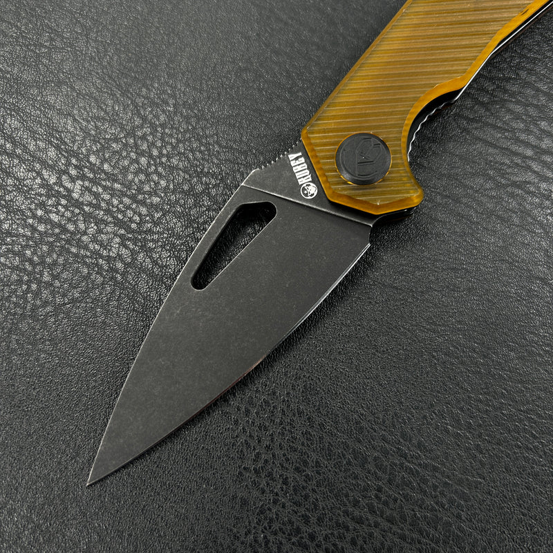 KUBEY KU122 Coeus Liner Lock Thumb Open Folding Knife Ultem Handle 3.11" Bead Blasted D2