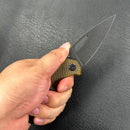 KUBEY KU122 Coeus Liner Lock Thumb Open Folding Knife Ultem Handle 3.11" Bead Blasted D2