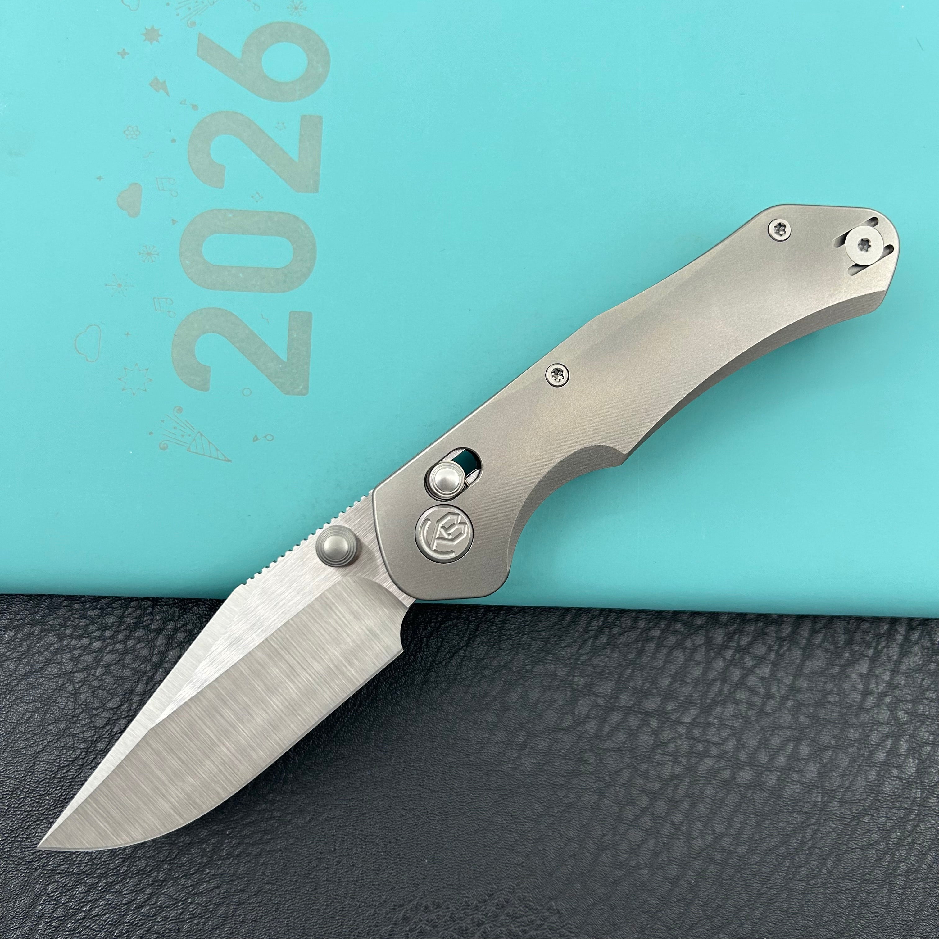 KB KNIVES KB466A Coronado Folding Knife Sandblasting Titanium Handle 3.46" Belt Satin Vanax Blade