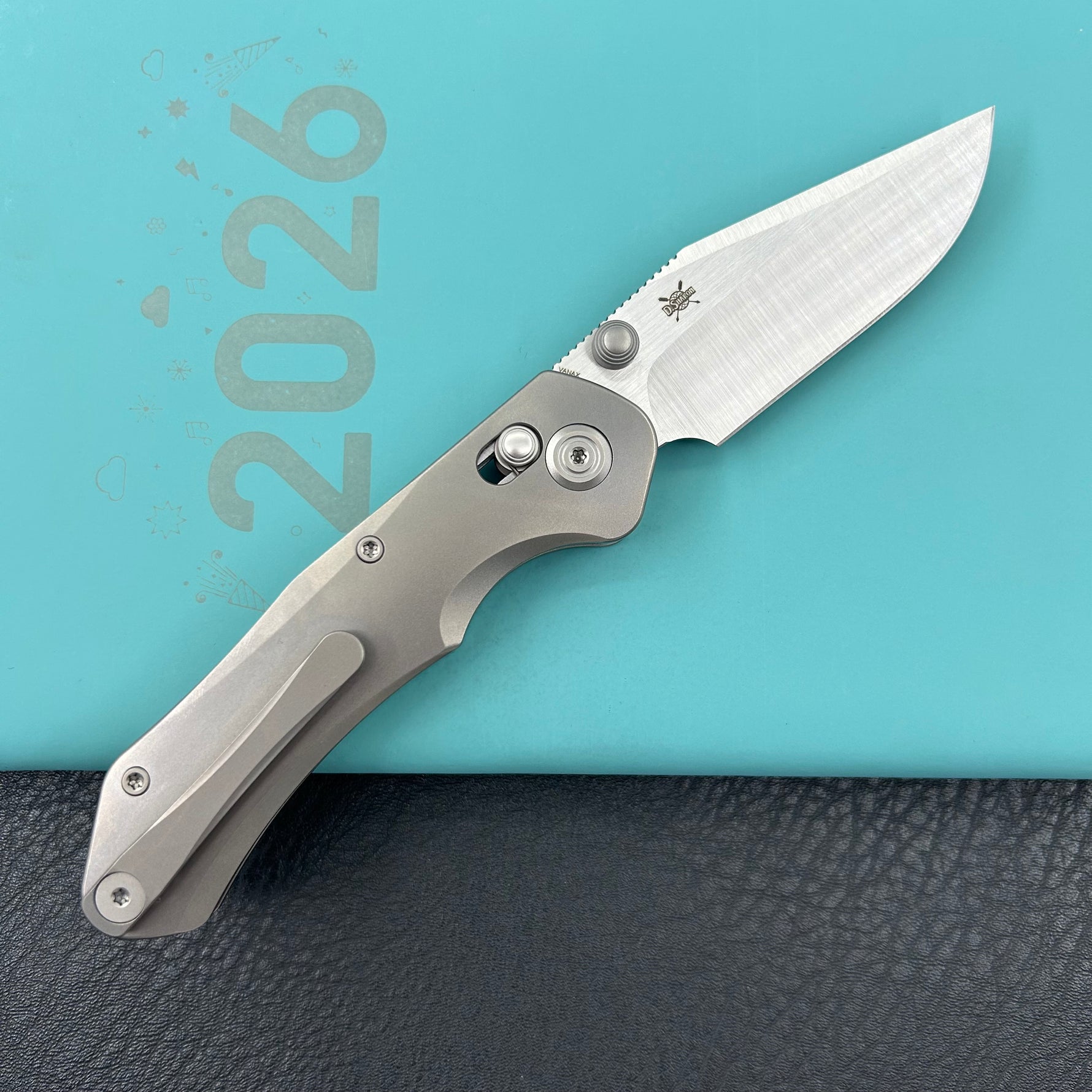 KB KNIVES KB466A Coronado Folding Knife Sandblasting Titanium Handle 3.46" Belt Satin Vanax Blade
