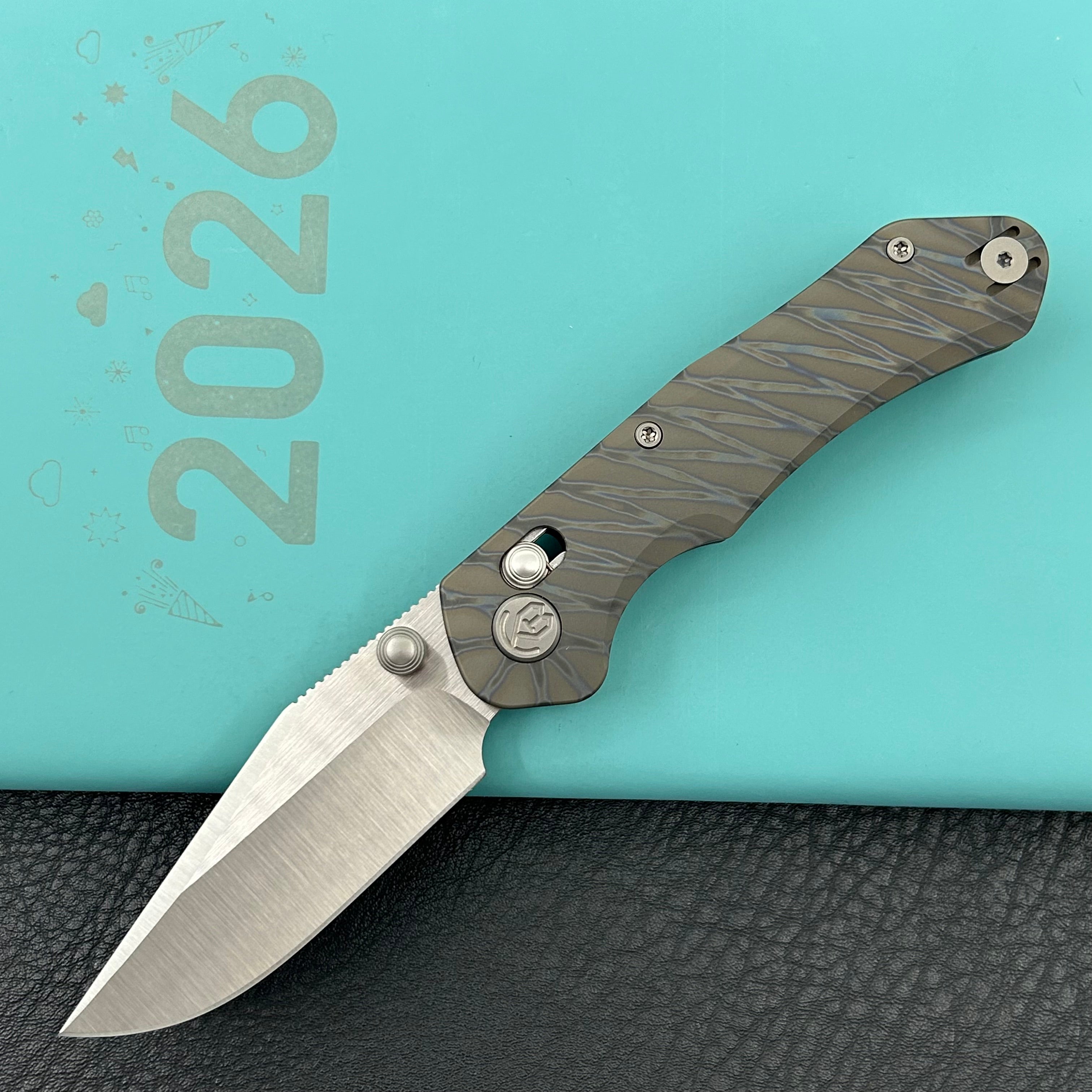 KB KNIVES KB466B Coronado Folding Knife Flame Titanium Handle 3.46" Belt Satin Vanax Blade