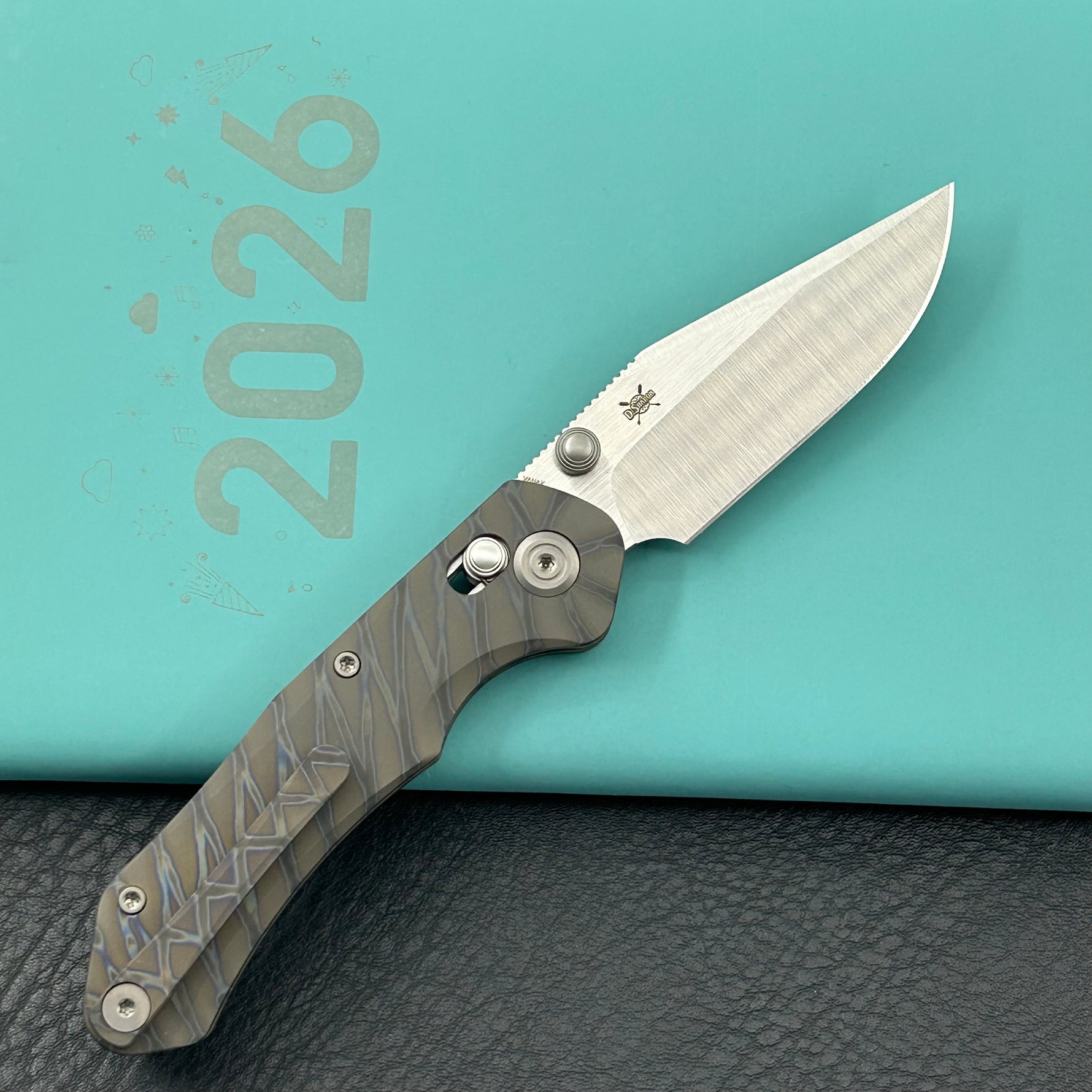 KB KNIVES KB466B Coronado Folding Knife Flame Titanium Handle 3.46" Belt Satin Vanax Blade