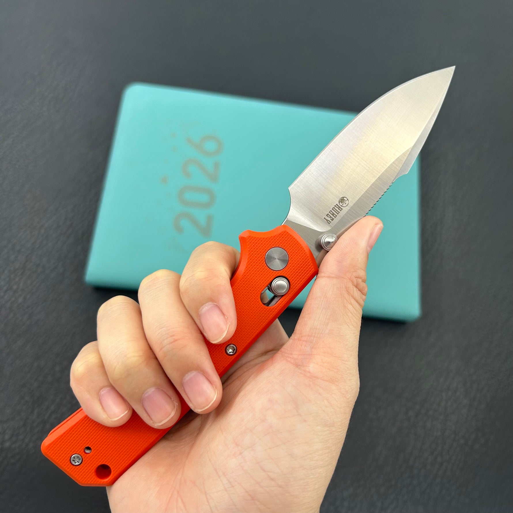 KUBEY Knife KU506B Vector Crossbar Lock Orange  D2 Folding Knife