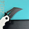 KUBEY KU261 Wrath Karambit Folding Knife White  G-10 Handle 2.68" Blackwash 14C28N