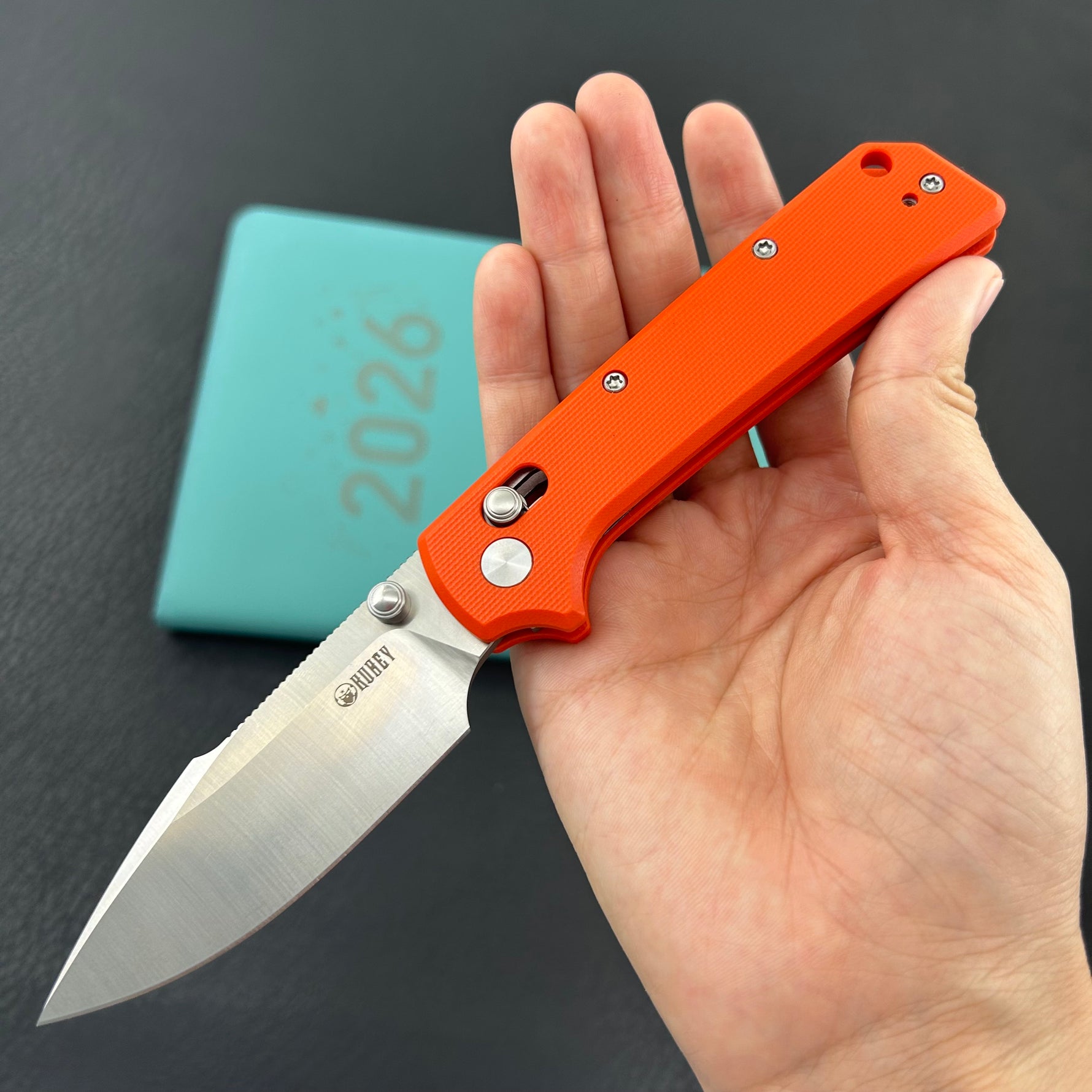 KUBEY Knife KU506B Vector Crossbar Lock Orange  D2 Folding Knife
