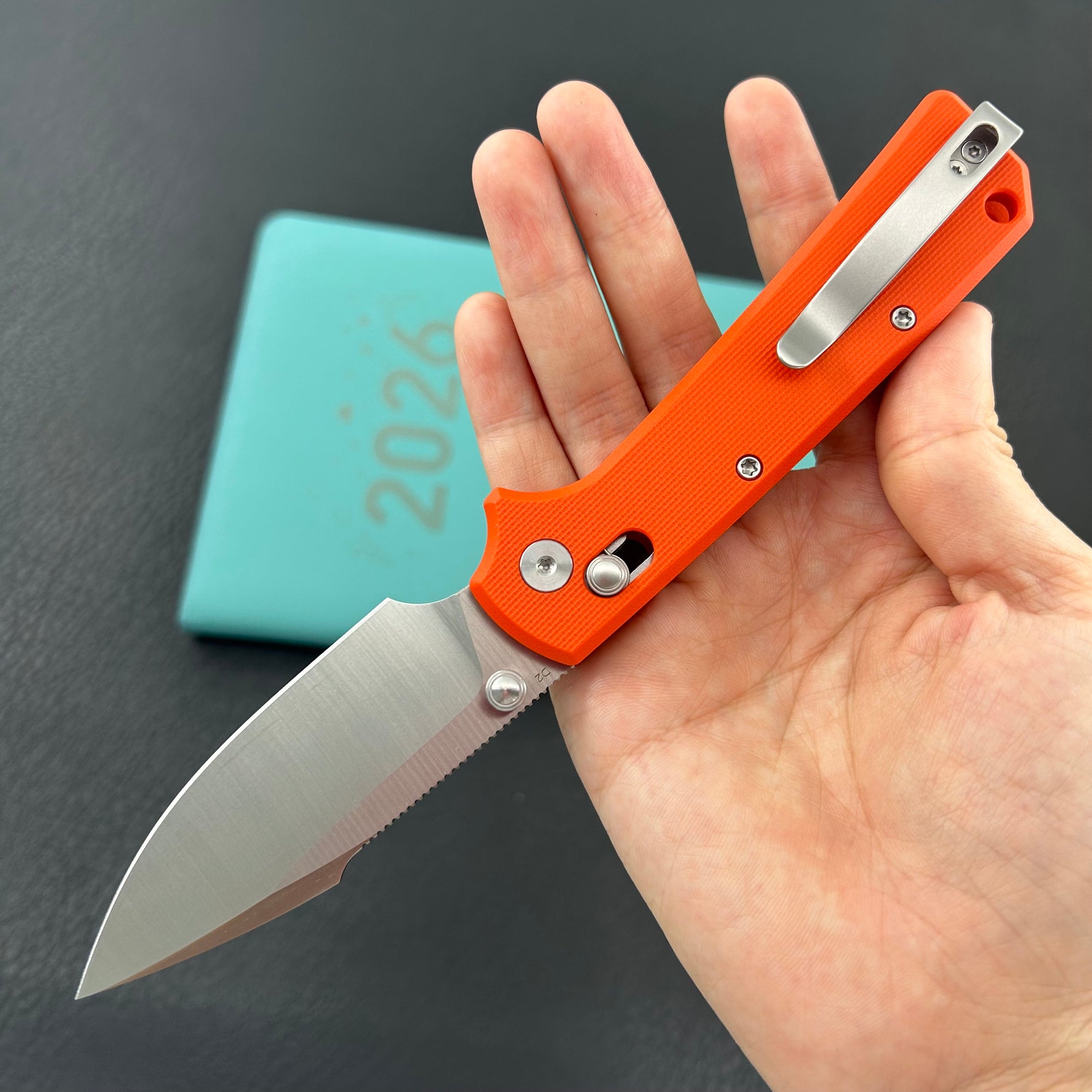 KUBEY Knife KU506B Vector Crossbar Lock Orange  D2 Folding Knife
