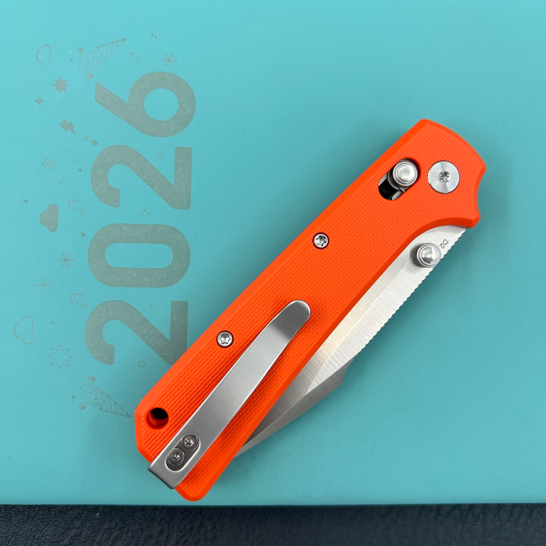 KUBEY Knife KU506B Vector Crossbar Lock Orange  D2 Folding Knife