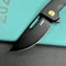 KUBEY KB368H Hyperion Frame Lock Flipper Knife Black Titanium Handle w/ Micro Milling Lines 3.5" Blackwash CPM-S35VN