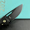 KUBEY KB368H Hyperion Frame Lock Flipper Knife Black Titanium Handle w/ Micro Milling Lines 3.5" Blackwash CPM-S35VN