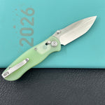 KUBEY Knife KU481C Pebble Crossbar Lock Jade  14C28N Folding Knife