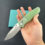 KUBEY Knife KU481C Pebble Crossbar Lock Jade  14C28N Folding Knife