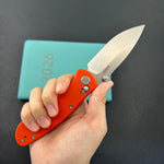 KUBEY Knife KU481B Pebble Crossbar Lock Orange  14C28N Folding Knife