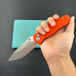 KUBEY Knife KU481B Pebble Crossbar Lock Orange  14C28N Folding Knife