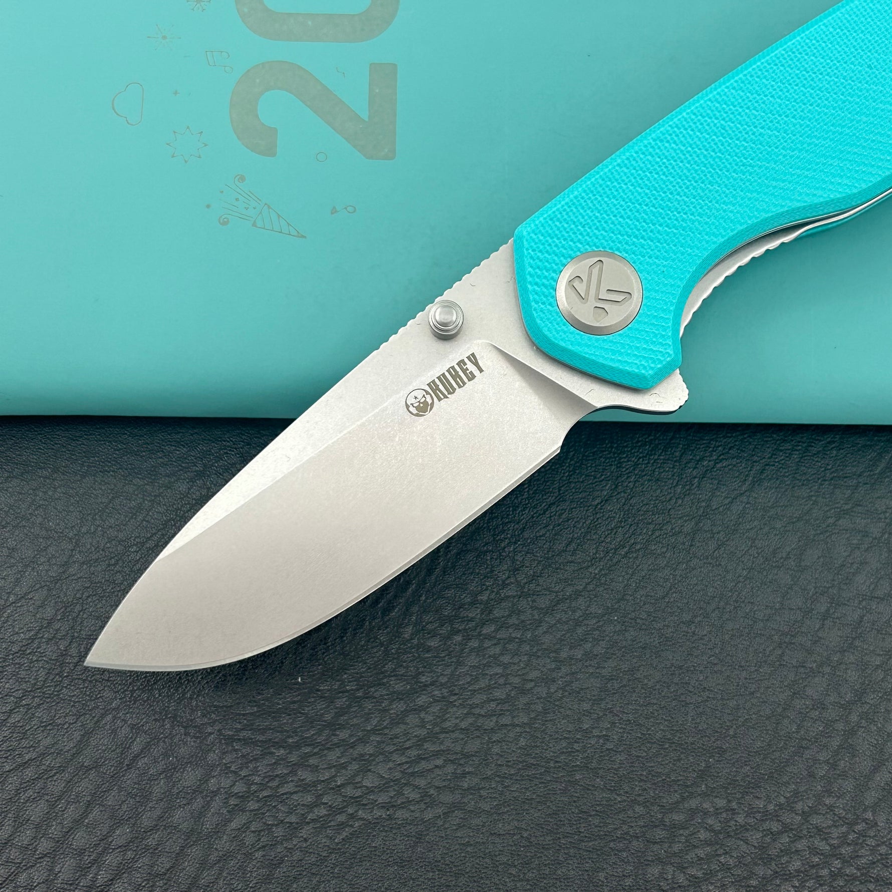 KUBEY Knife KU342J Belus Liner Lock Tiffany Blue  14C28N Folding Knife