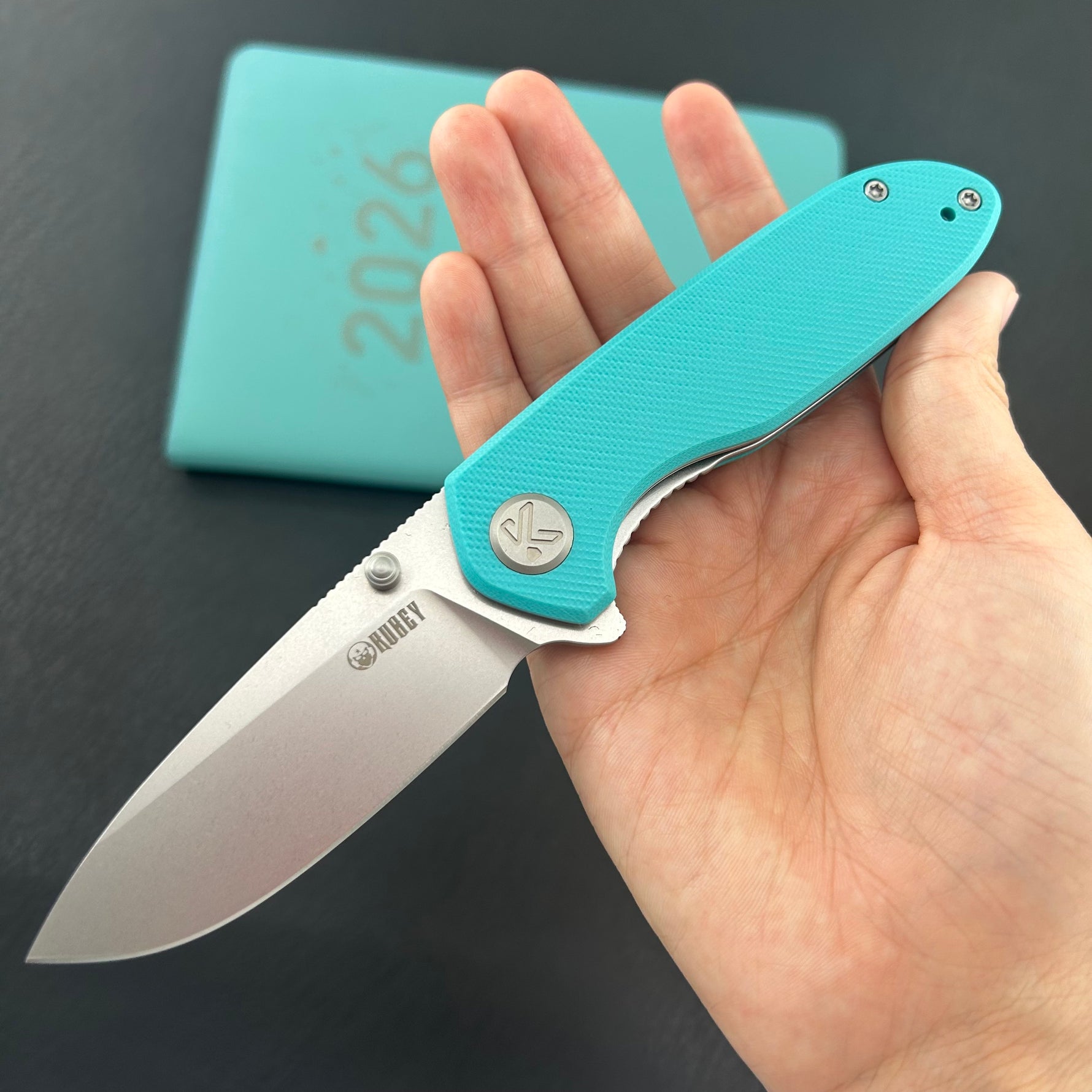 KUBEY Knife KU342J Belus Liner Lock Tiffany Blue  14C28N Folding Knife