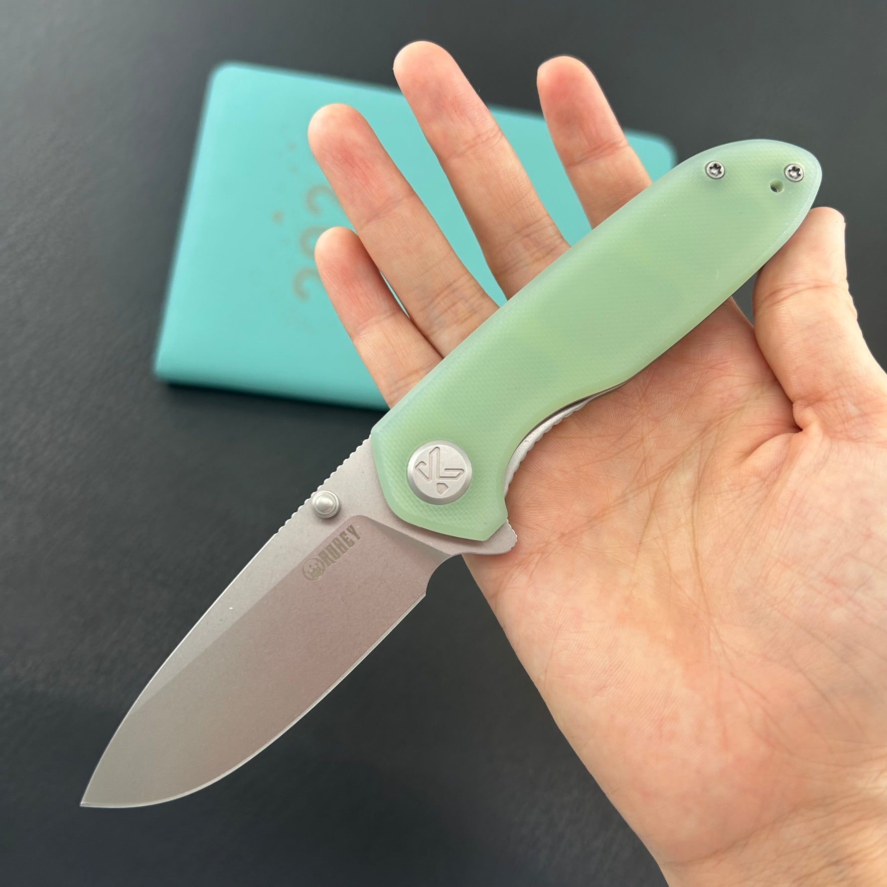 KUBEY Knife Belus Liner Lock Jade KU342I 14C28N Folding Knife