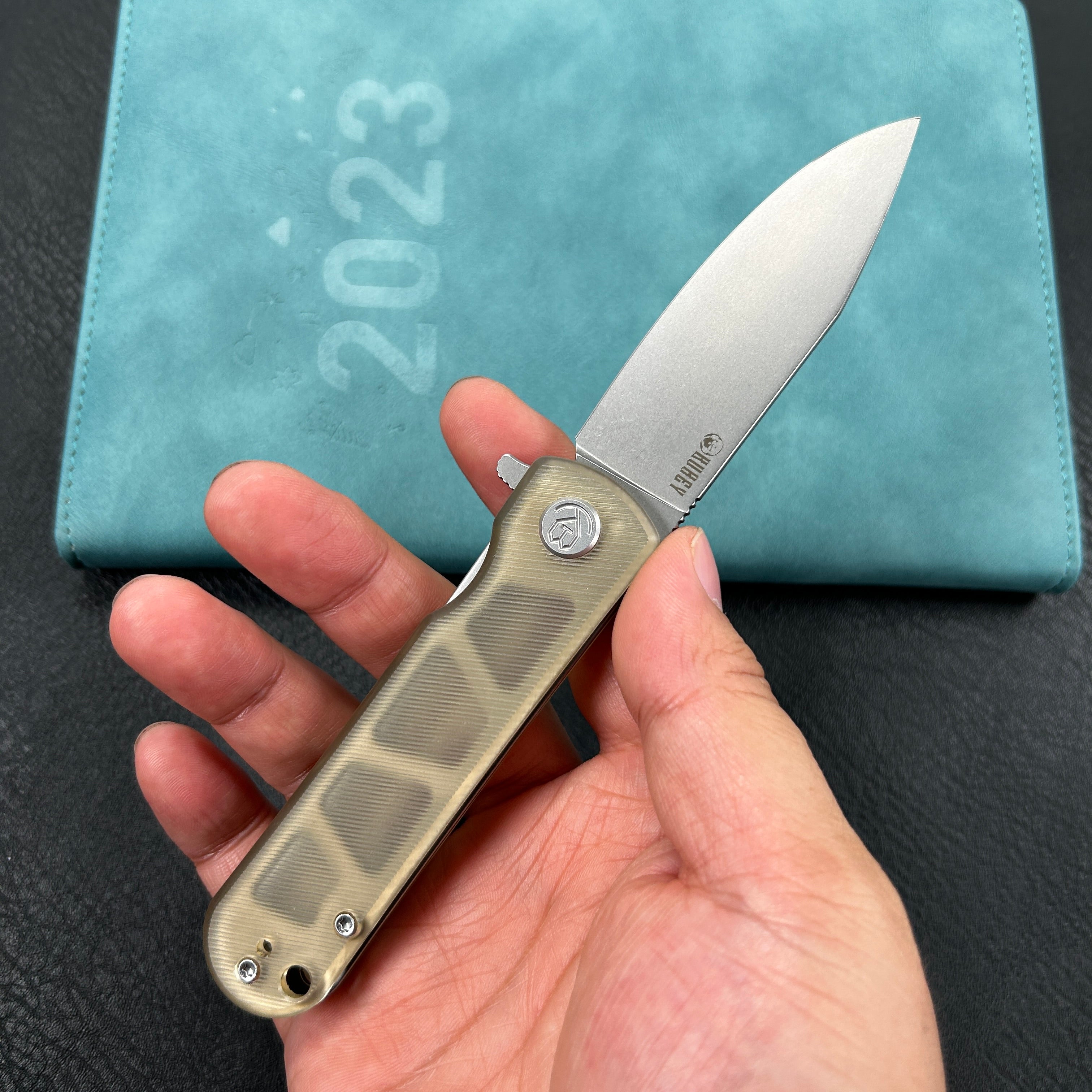 KUBEY KU371 NEO Outdoor Folding Pocket Knife  Ultem Handle 3.43" Beadblast AUS-10