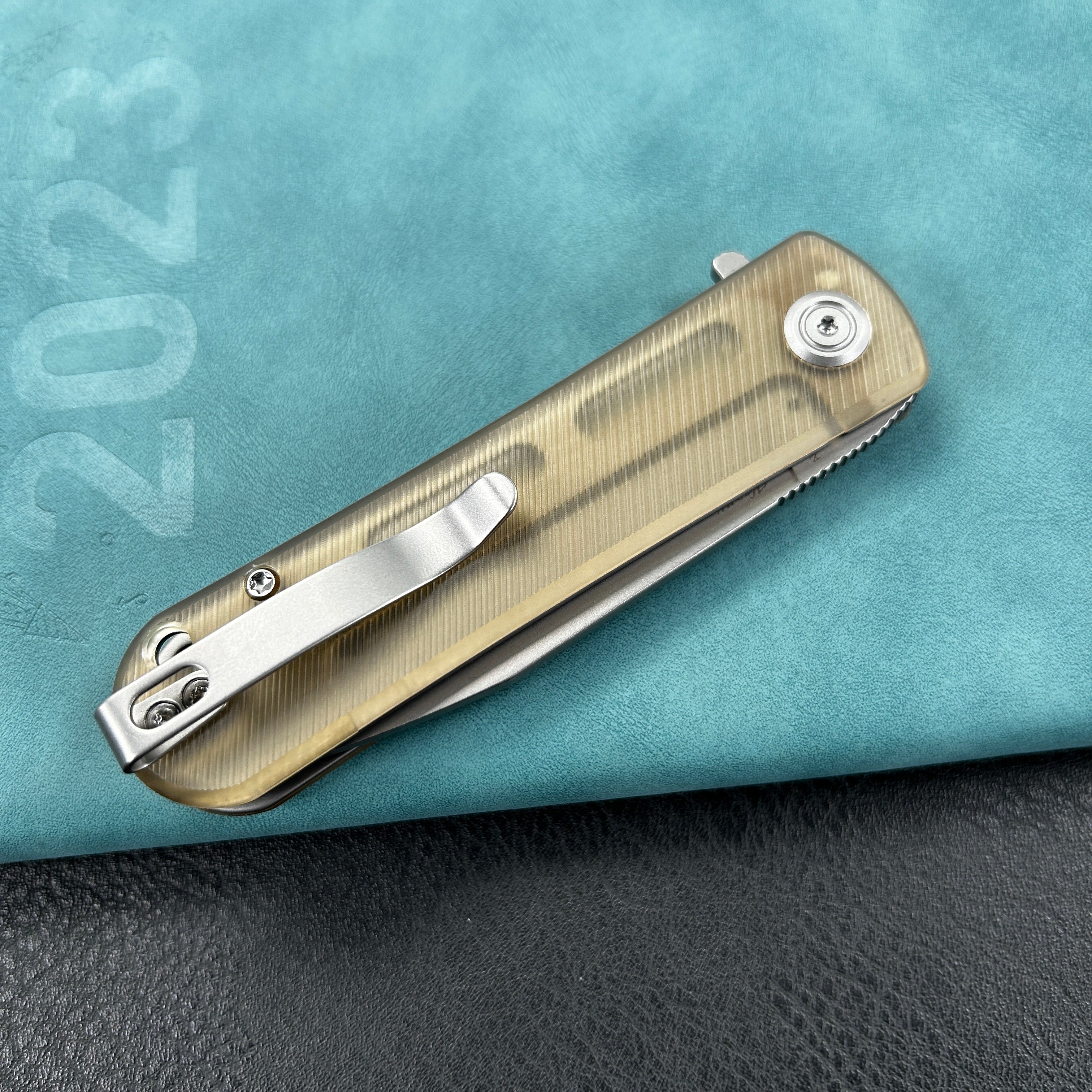 KUBEY KU371 NEO Outdoor Folding Pocket Knife  Ultem Handle 3.43" Beadblast AUS-10