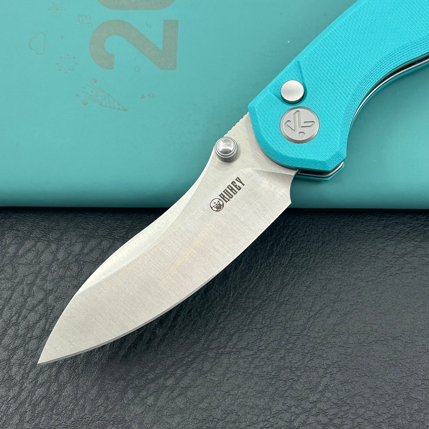 KUBEY Knife KU423B Pard Buttonlock Tiffany Blue  14C28N Folding Knife