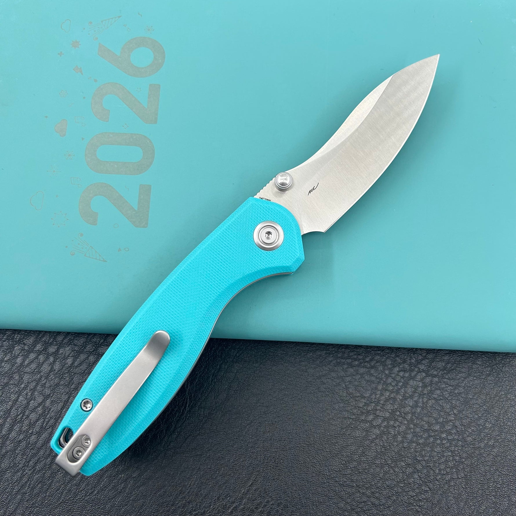 KUBEY Knife KU423B Pard Buttonlock Tiffany Blue  14C28N Folding Knife