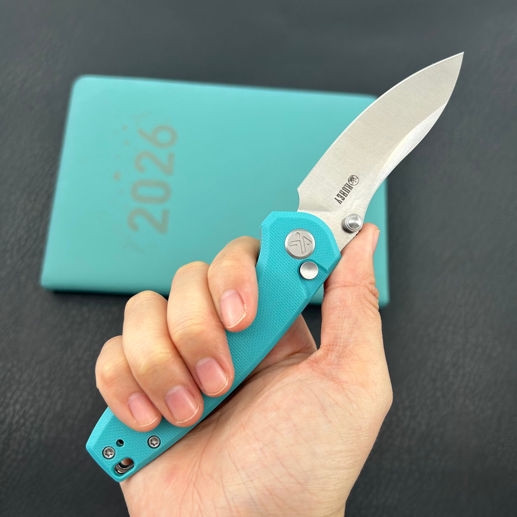 KUBEY Knife KU423B Pard Buttonlock Tiffany Blue  14C28N Folding Knife