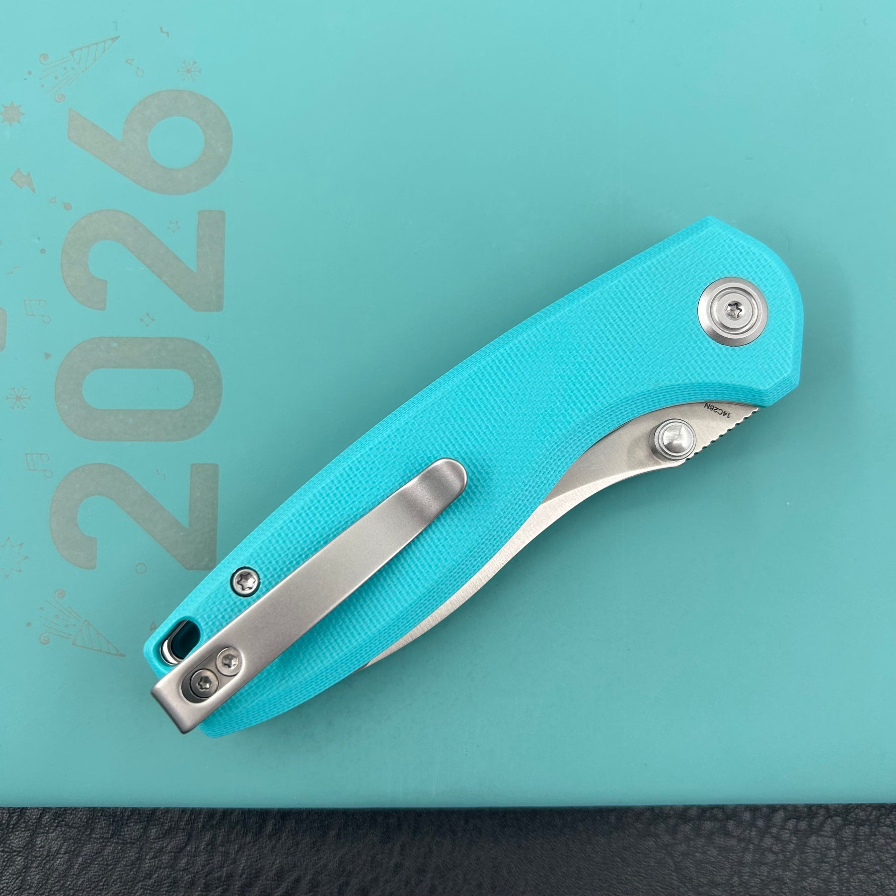 KUBEY Knife KU423B Pard Buttonlock Tiffany Blue  14C28N Folding Knife
