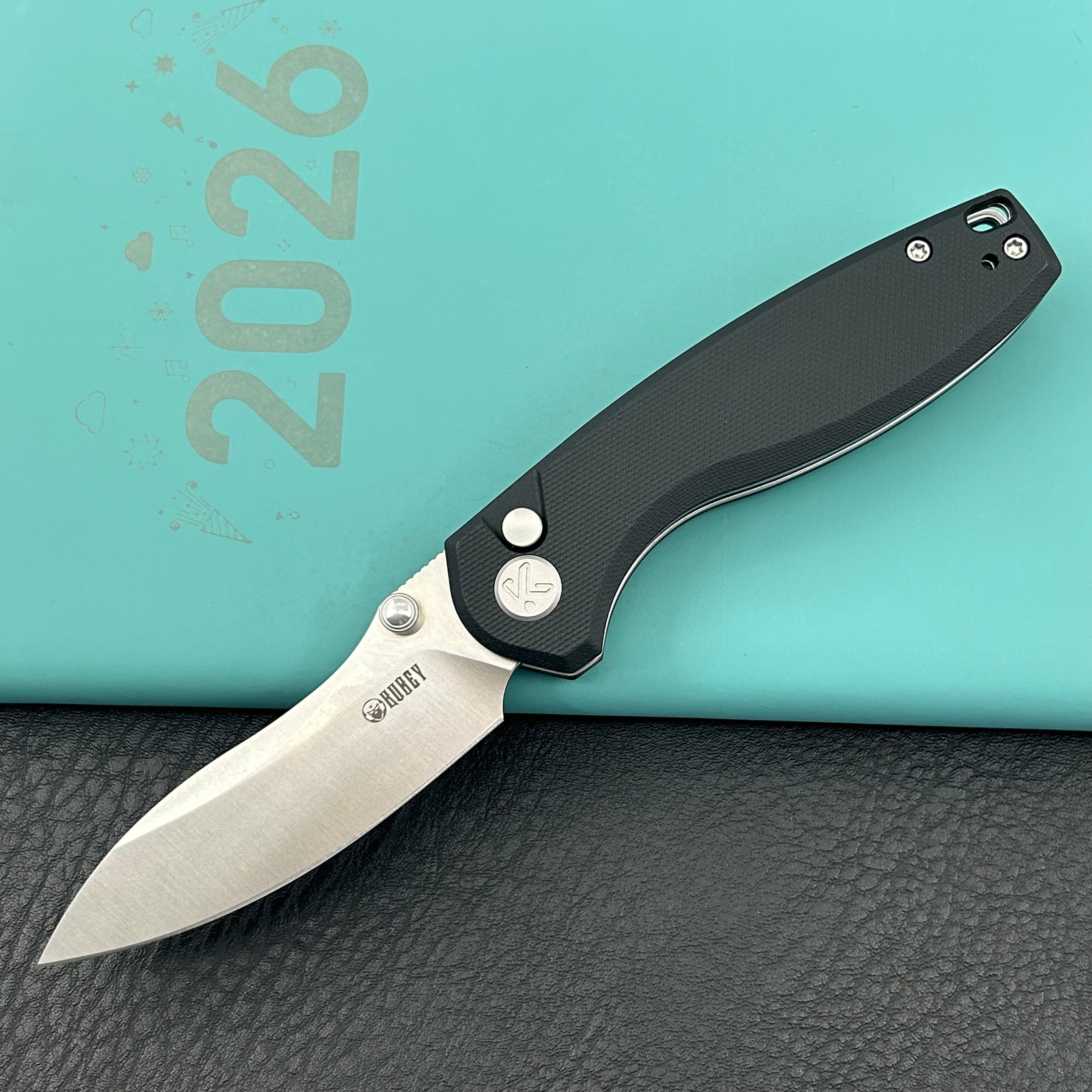 KUBEY Knife KU423A Pard Buttonlock Black 14C28N Folding Knife