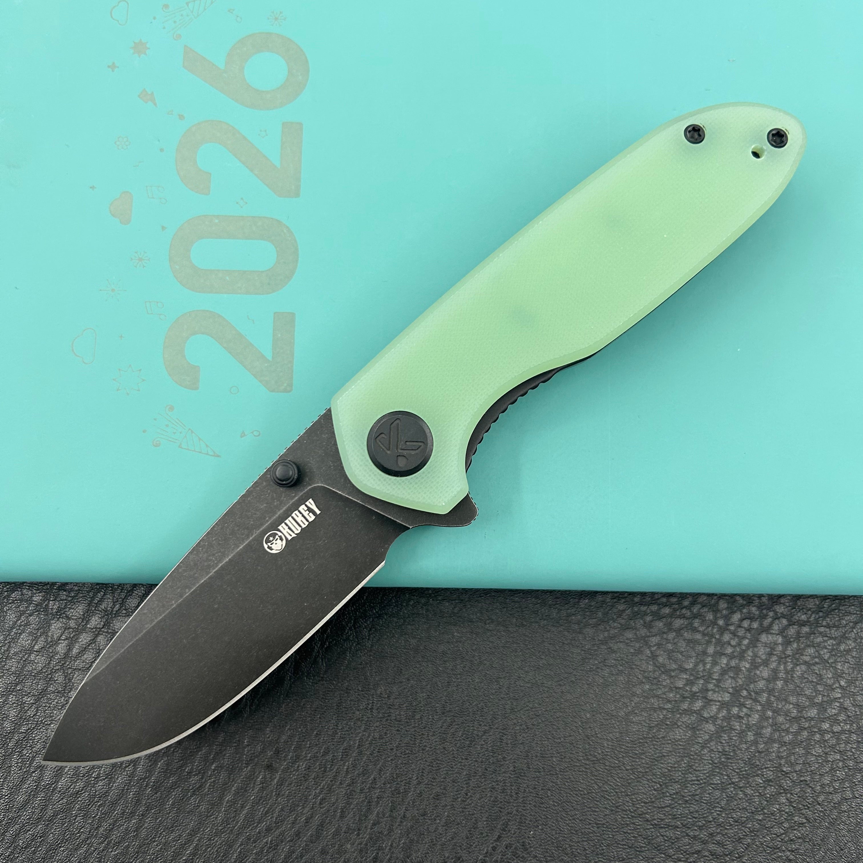 KUBEY Knife KU342K Belus Liner Lock Black Jade  14C28N Folding Knife