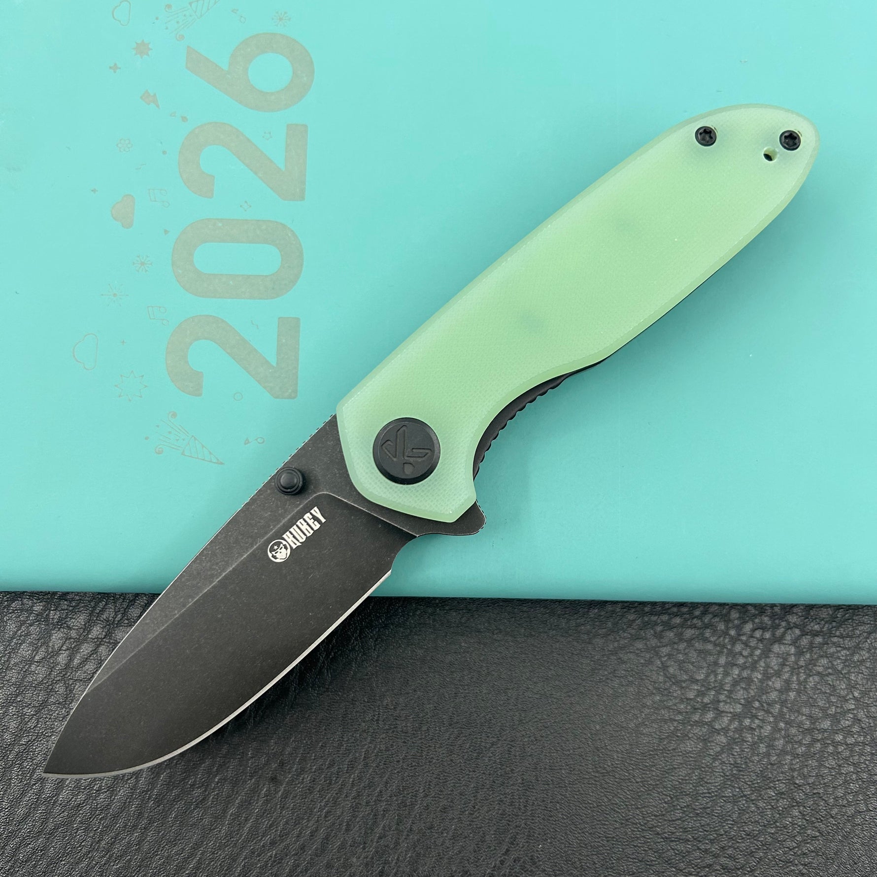 KUBEY Knife KU342K Belus Liner Lock Black Jade  14C28N Folding Knife