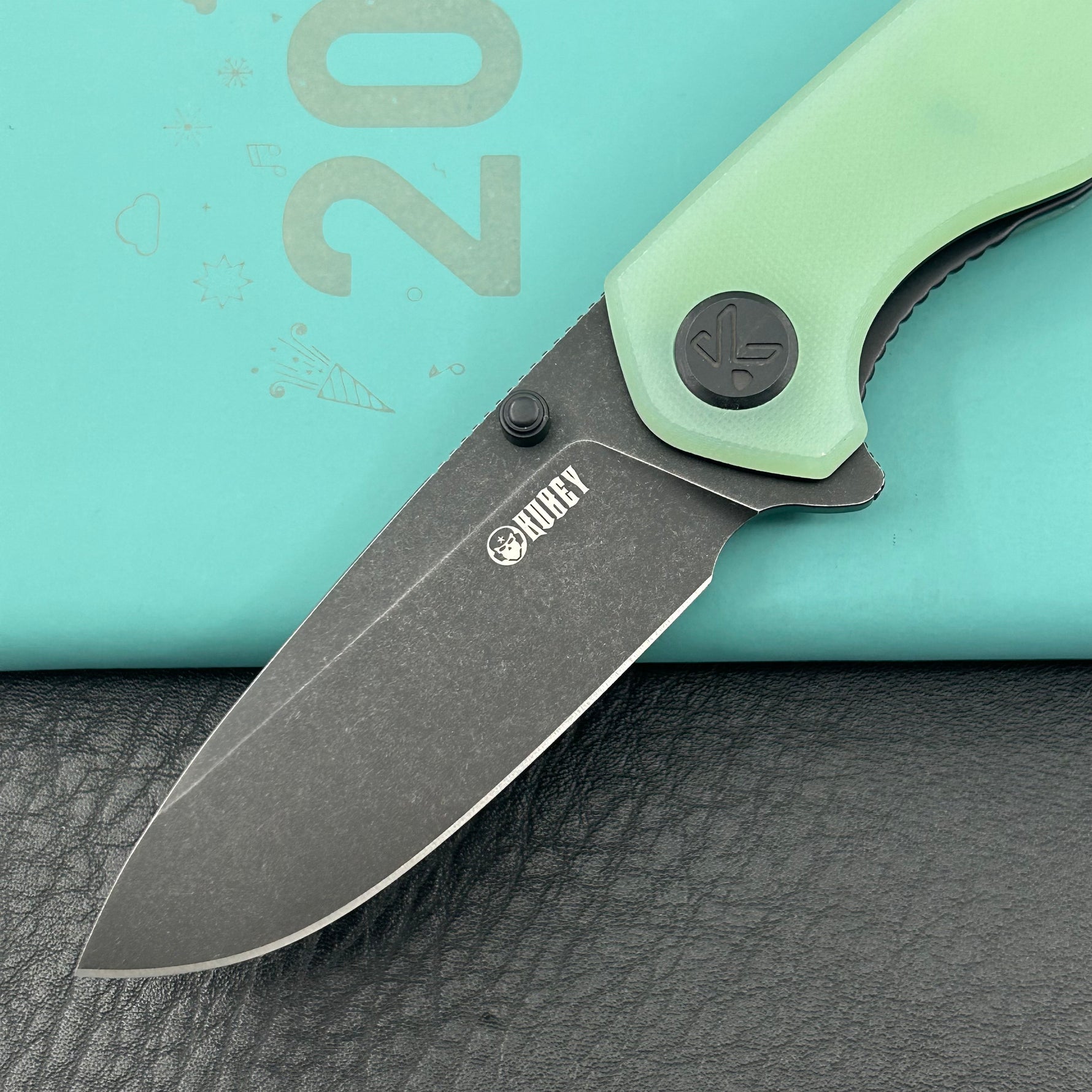 KUBEY Knife KU342K Belus Liner Lock Black Jade  14C28N Folding Knife